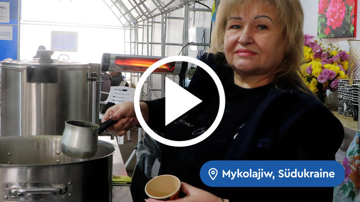 Video aus der Wärmestube in Mykolajiw